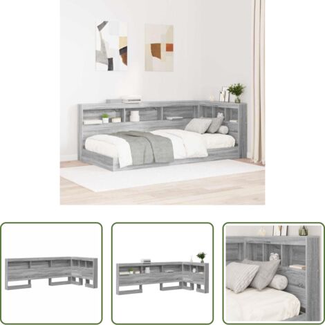 vidaXL Estantería de dormitorio -  Cabecera de almacenamiento con estante Gris Sonoma 90 cm