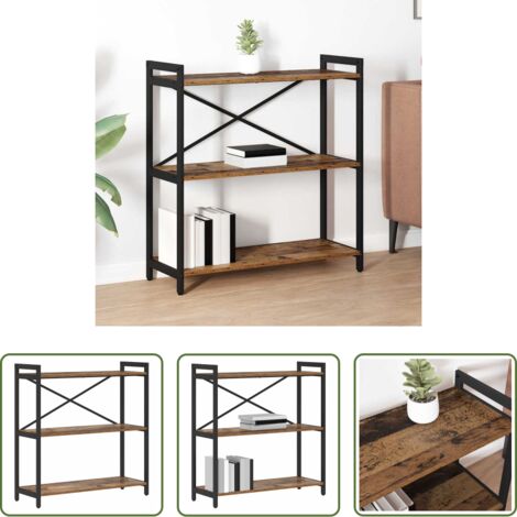 vidaXL Estantería de libros -  Estante de libros Madera envejecida 80 x 30 x 85 cm