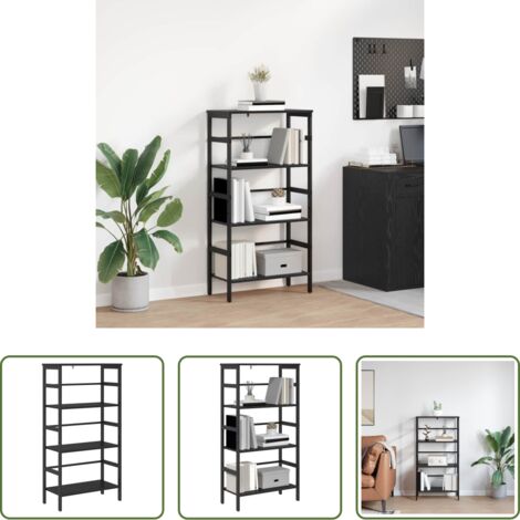 vidaXL Estantería de libros -  Estante de libros Roble Negro 60 x 29,5 x 115 cm