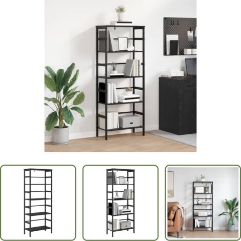 vidaXL Estantería de libros -  Estante de libros Roble Negro 60 x 29,5 x 149 cm
