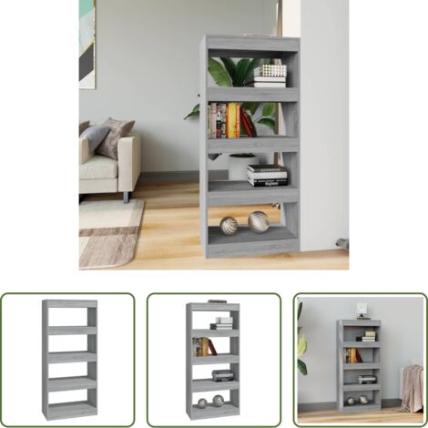 vidaXL Estantería de libros -  Estantería madera contrachapada gris Sonoma 60x30x135 cm