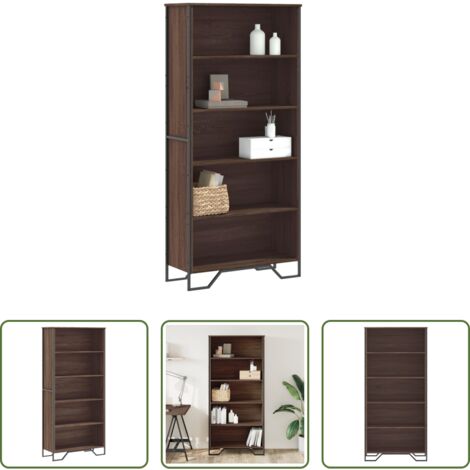 vidaXL Estantería de libros -  Estantería madera de ingeniería color marrón roble 80x31x169 cm