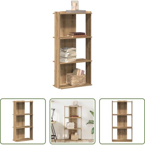 vidaXL Estantería de libros -  Librería 3niveles madera ingeniería roble artesanal 60x30x120cm