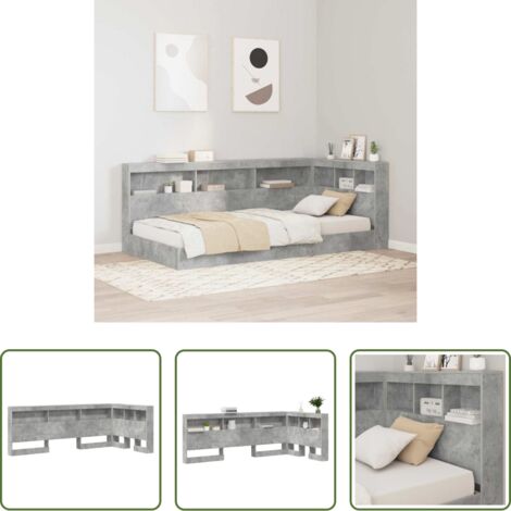 vidaXL Estantería de madera -  Cabecera de almacenamiento con estante Gris Concreto 90 cm