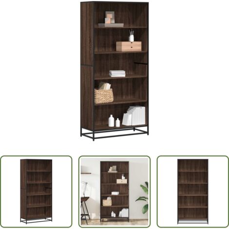 vidaXL Estantería de madera de roble -  Estantería madera de ingeniería marrón roble 80,5x35x170,5 cm
