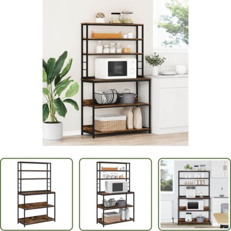 vidaXL Estantería de madera -  Estante de cocina Roble ahumado 100 x 40 x 168 cm