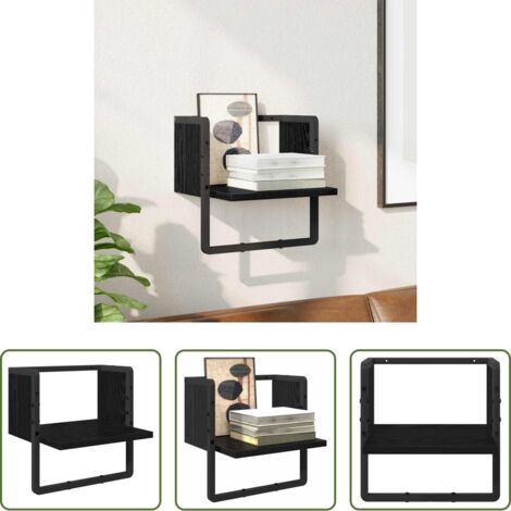 vidaXL Estantería de madera -  Estante de pared con estante Roble Negro 30 x 25 x 30 cm