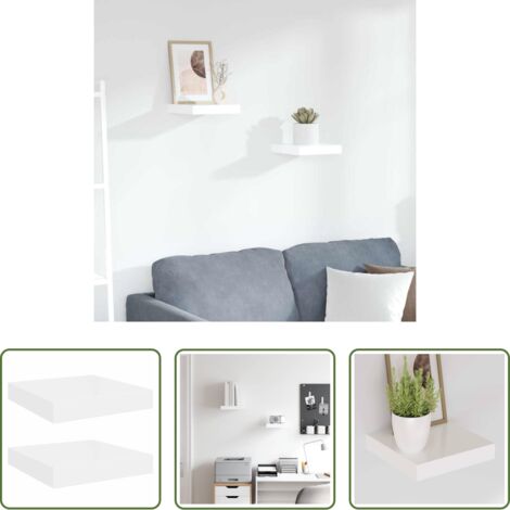 vidaXL Estantería de madera -  Estante flotante de pared 2 uds MDF blanco brillo 23x23,5x3,8cm