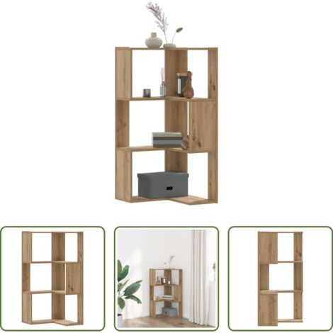 vidaXL Estantería de madera -  Estantería esquina 3 niveles madera roble artisan 50x50x102 cm