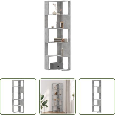 vidaXL Estantería de madera -  Estantería esquina 5 niveles madera gris hormigón 50x50x179 cm