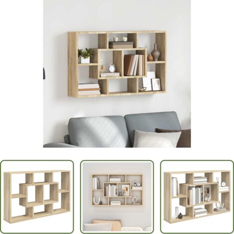 vidaXL Estantería de madera -  Estantería pared madera ingeniería roble Sonoma 85x16x52,5 cm