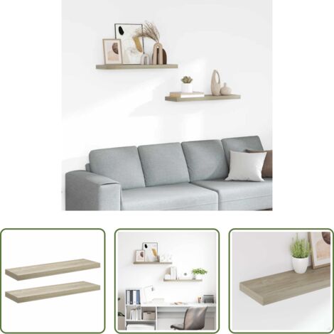 vidaXL Estantería de madera -  Estantes flotantes de pared 4 uds MDF color roble 80x23,5x3,8cm