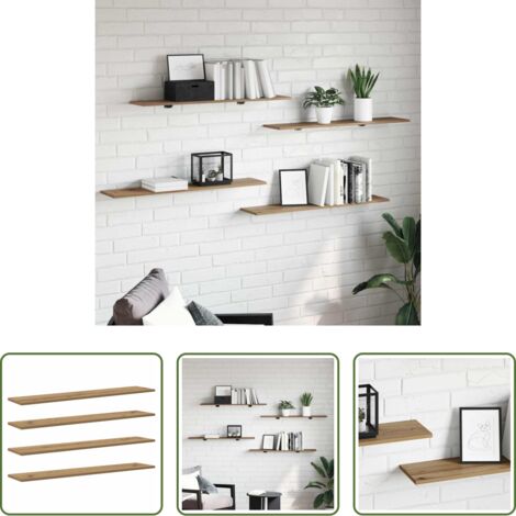 vidaXL Estantería de madera resistente -  Tablero de Estantería 4 pcs Marrón 100 x 20 x 1,5 cm