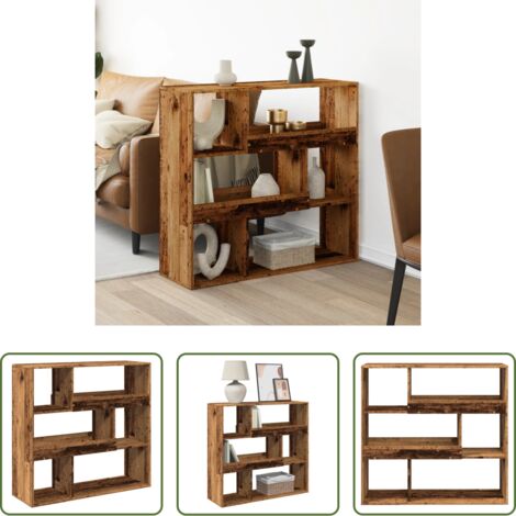 vidaXL Estantería de madera -  Separador de ambientes madera envejecida 100x33x94,5 cm