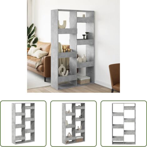vidaXL Estantería de madera -  Separador de ambientes madera gris hormigón 100x33x175 cm