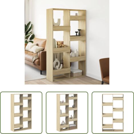 vidaXL Estantería de oficina -  Separador de ambientes madera roble Sonoma 100x33x175 cm