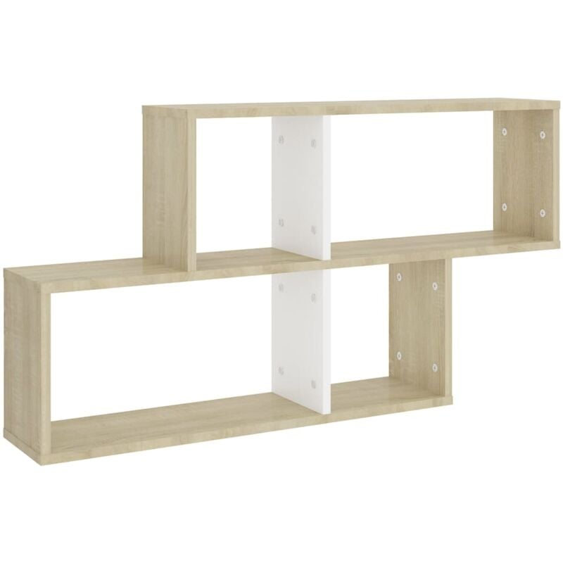 

vidaXL Estantería de pared de aglomerado 100x18x53 cm blanco roble Sonoma - Blanco