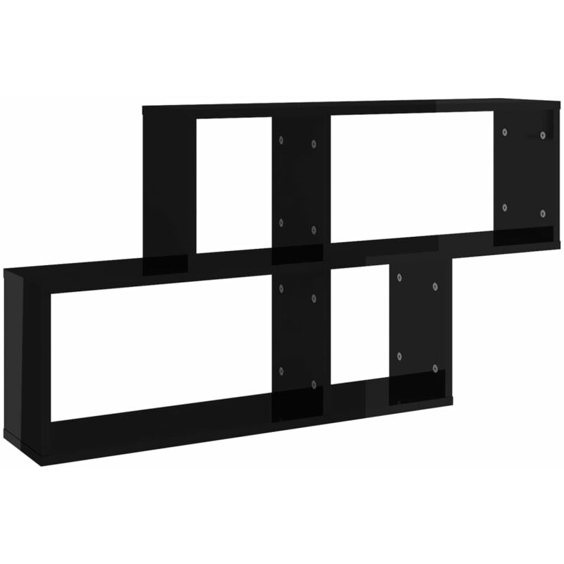 

vidaXL Estantería de pared de aglomerado 100x18x53 cm negro brillante - Negro