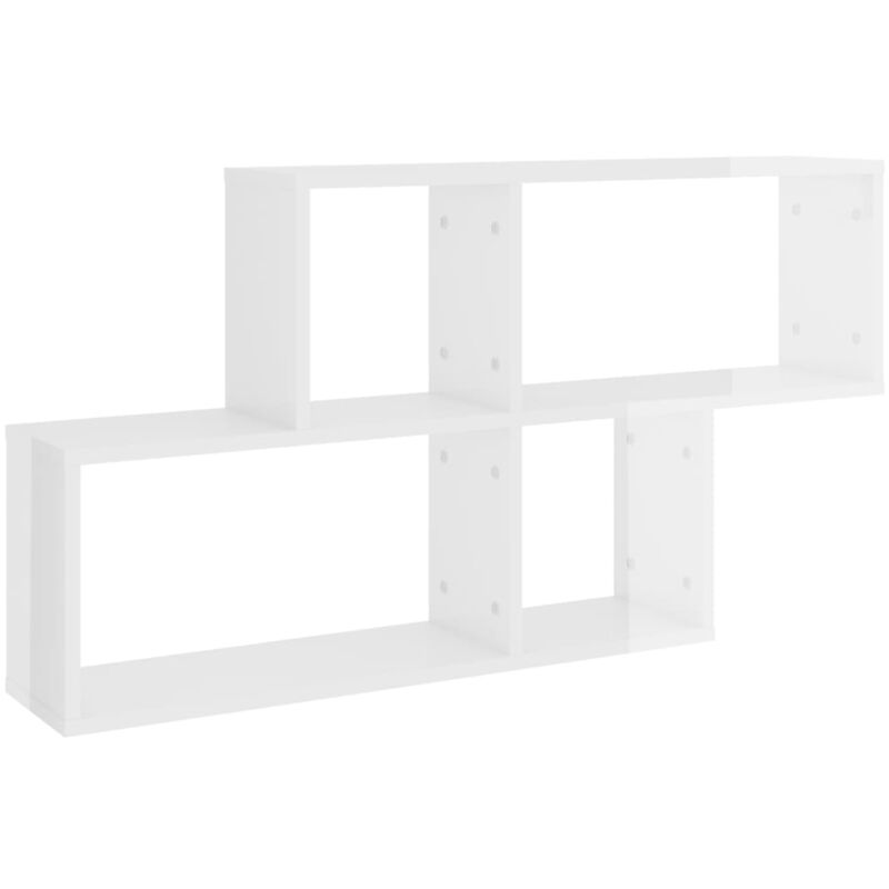 

vidaXL Estantería de pared de aglomerado 100x18x53 cm blanco brillante - Blanco
