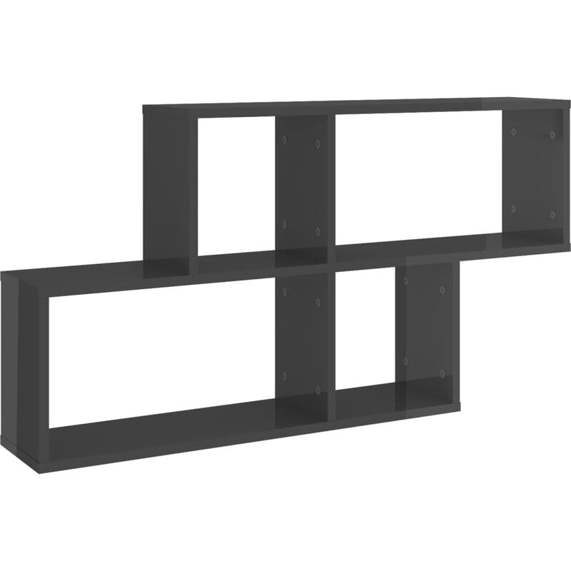 

vidaXL Estantería de pared de aglomerado 100x18x53 cm gris brillante - Gris