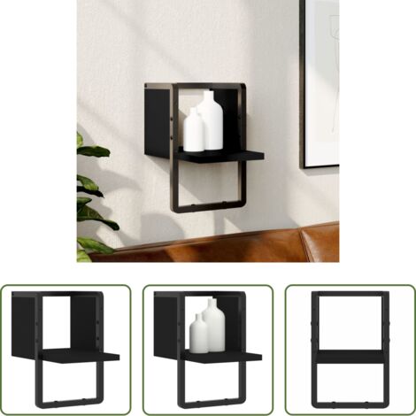 vidaXL Estantería de pared negra -  Estante de pared con barra negro 20x25x30 cm