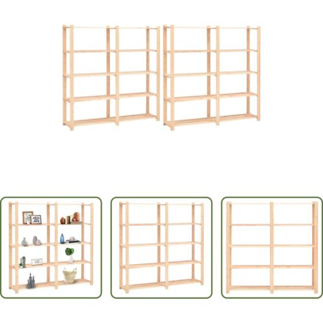 vidaXL Estantería de pino -  Estantería 5 niveles 2 unidades madera pino maciza 500 kg