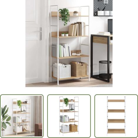 vidaXL Estantería de roble -  Estantería de 4 niveles madera ingeniería roble 60x27,6x124,5cm