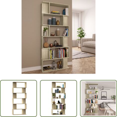 vidaXL Estantería de roble -  Estantería/divisor madera contrachapada color roble 80x24x192cm