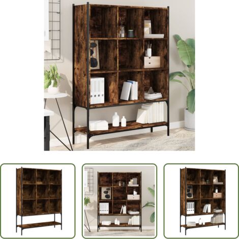 vidaXL Estantería de roble -  Estantería madera de ingeniería roble ahumado 102x30x141,5 cm