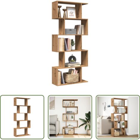 vidaXL Estantería de roble -  Librería divisora 5 niveles madera roble artisan 70x24x161 cm