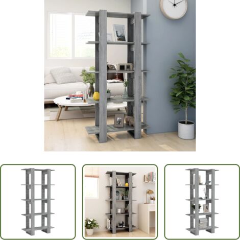 vidaXL Estantería decorativa -  Estantería madera contrachapada gris Sonoma 80x30x160 cm