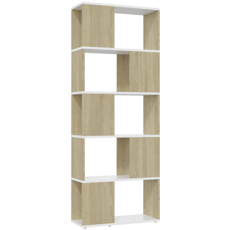

vidaXL Estantería divisor de espacios 60x24x155 cm blanco y Sonoma - Blanco
