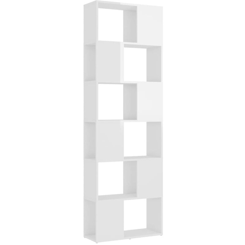 

vidaXL Estantería divisor de espacios 60x24x186 cm blanco con brillo - Blanco