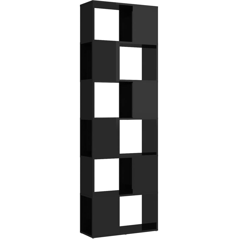 

vidaXL Estantería divisor de espacios 60x24x186 cm negro brillante - Negro