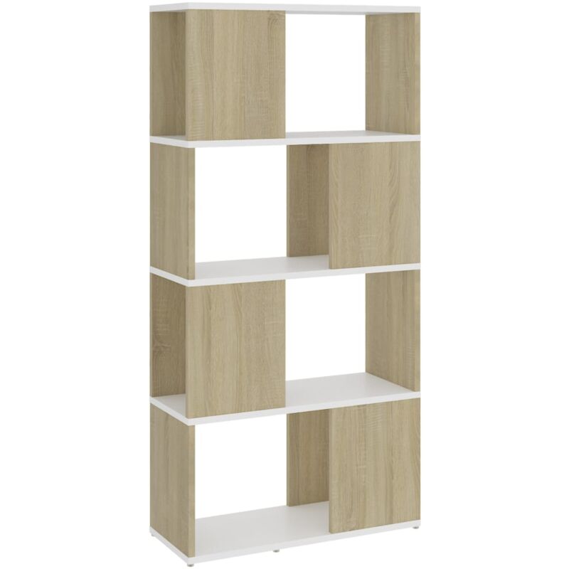 

vidaXL Estantería divisor de espacios 60x24x124,5 cm blanco y Sonoma - Beige