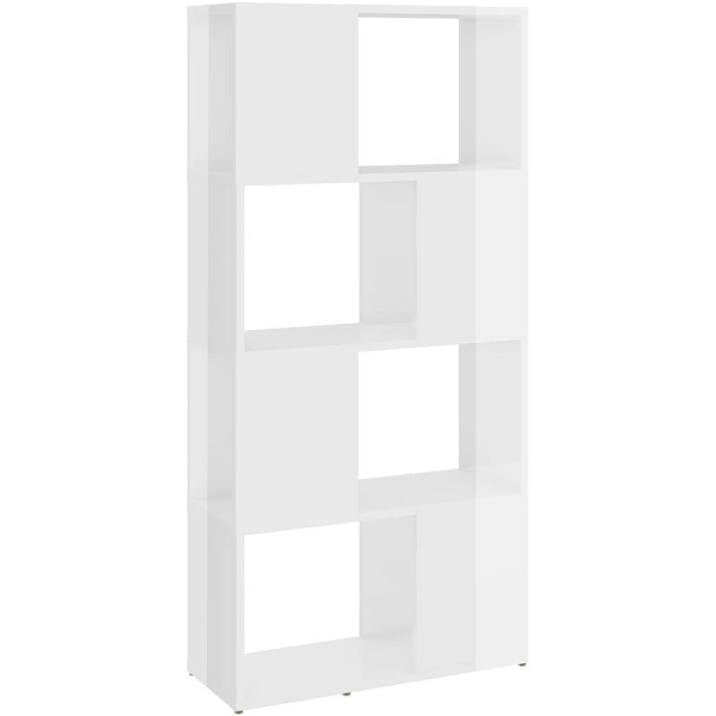 

vidaXL Estantería divisor de espacios 60x24x124,5 cm blanco con brillo - Blanco