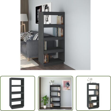 vidaXL Estantería gris -  Estantería/divisor de espacios madera de pino gris 60x35x135 cm
