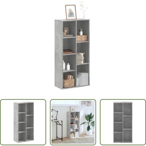vidaXL Estantería gris hormigón -  Estantería de madera de ingeniería gris hormigón 50x25x105 cm