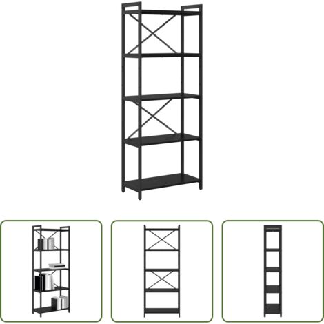 vidaXL Estantería industrial -  Estante de libros Roble Negro 60 x 30 x 155 cm