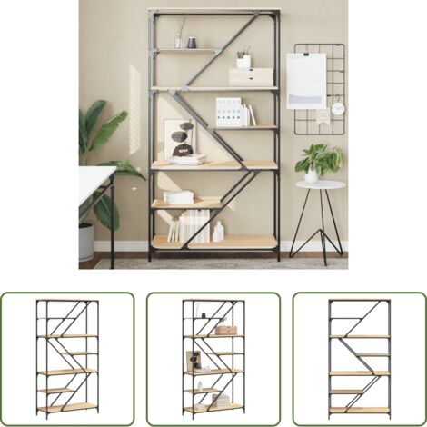 vidaXL Estantería industrial -  Estantería madera de ingeniería acero roble Sonoma 91x36x176 cm