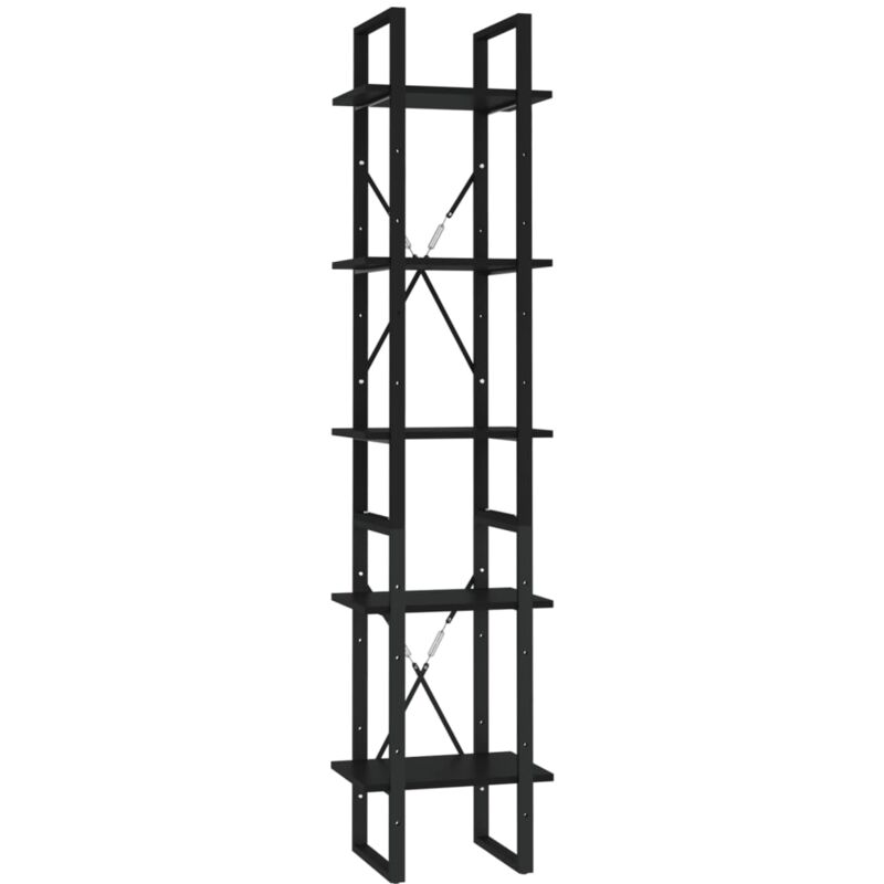 

vidaXL Estantería librería 5 niveles de aglomerado 40x30x175 cm negro - Negro