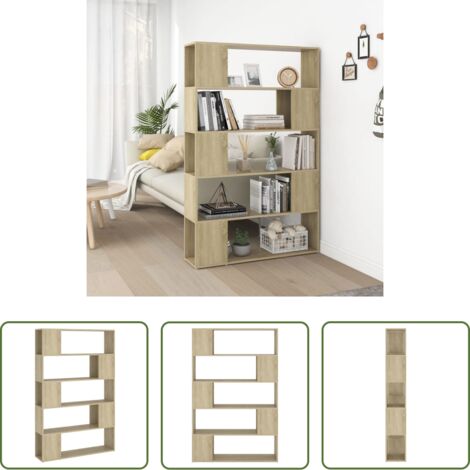 vidaXL Estantería -  Librería separador contrachapada roble Sonoma 100x24x155 cm