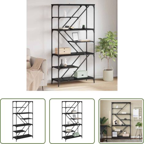 vidaXL Estantería moderna -  Estante de libros Roble Negro 91 x 36 x 176 cm