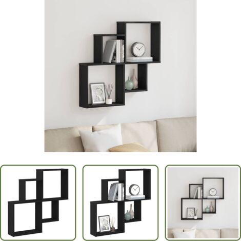 vidaXL Estantería moderna -  Estante de pared con estante Roble Negro 80 x 15 x 78,5 cm