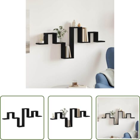 vidaXL Estantería moderna -  Estante de pared Roble Negro 104.5 x 43 x 10 cm
