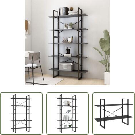 vidaXL Estantería moderna -  Estantería 5 niveles madera ingeniería gris 100x30x175 cm