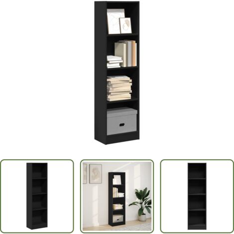 vidaXL Estantería negra -  Estantería de madera de ingeniería negra 40x24x143 cm
