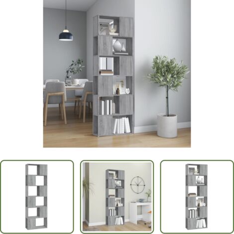 vidaXL Estantería para libros -  Estantería/divisor de espacios gris Sonoma 60x24x186 cm