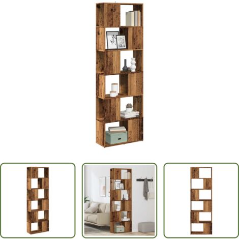 vidaXL Estantería para libros -  Estantería/divisor de espacios madera envejecida 60x24x186 cm