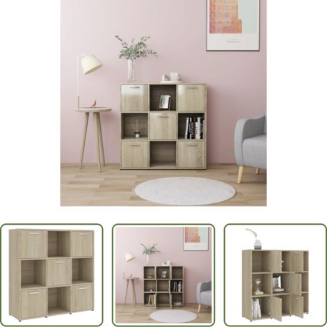 vidaXL Estantería para libros -  Estantería madera contrachapada color roble Sonoma 90x30x90 cm